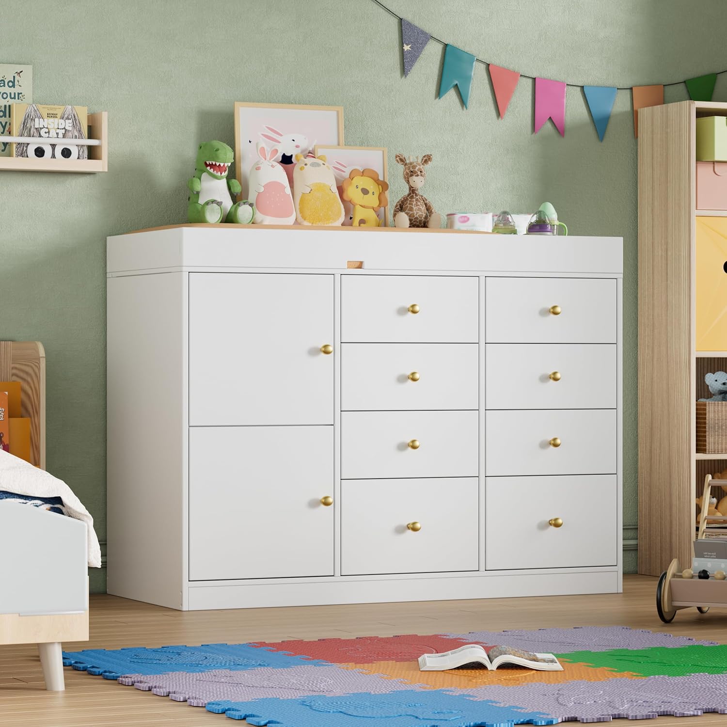 Baby Nursery Drawers - Wickelkommode, Klassische Baby-Kommode mit 8 Schubladen