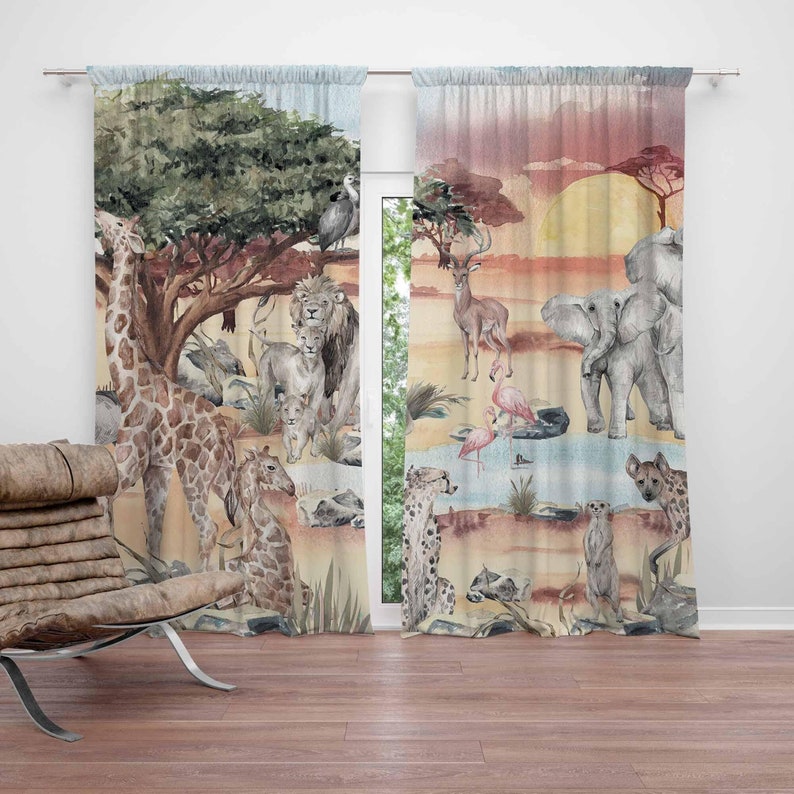 Baby Nursery Curtains - Safari Tiere Vorhang Kinder Schlafzimmer Kinderzimmer