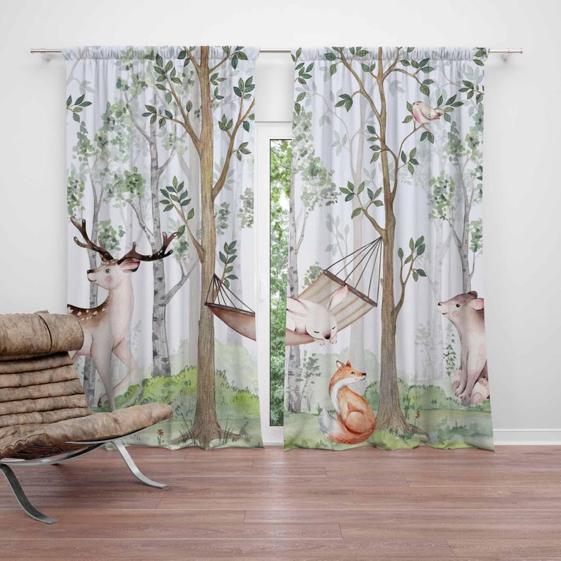Baby Nursery Curtains - Waldtiere Vorhänge Kinder Schlafzimmer Vorhänge Spielzimmer