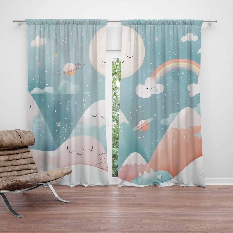 Baby Nursery Curtains - Berg Regenbogen Baby Kinderzimmer Vorhänge Wolke