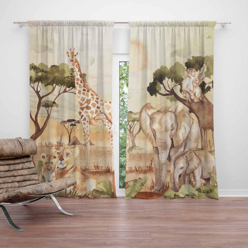Baby Nursery Curtains - Vorhänge für Mama und Baby, Safari-Tiere,