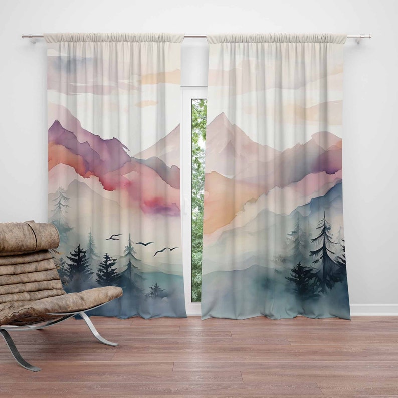 Baby Nursery Curtains - Mountain Forest Kinderzimmer Vorhang Kinder Schlafzimmer