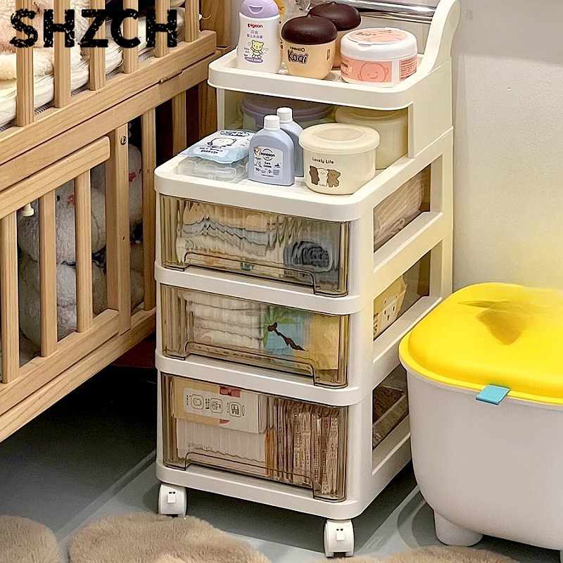Baby Nursery Drawers - 3-stöckiger Rollwagen für Kinderzimmer, mobile Baby-Fütterungsstation,