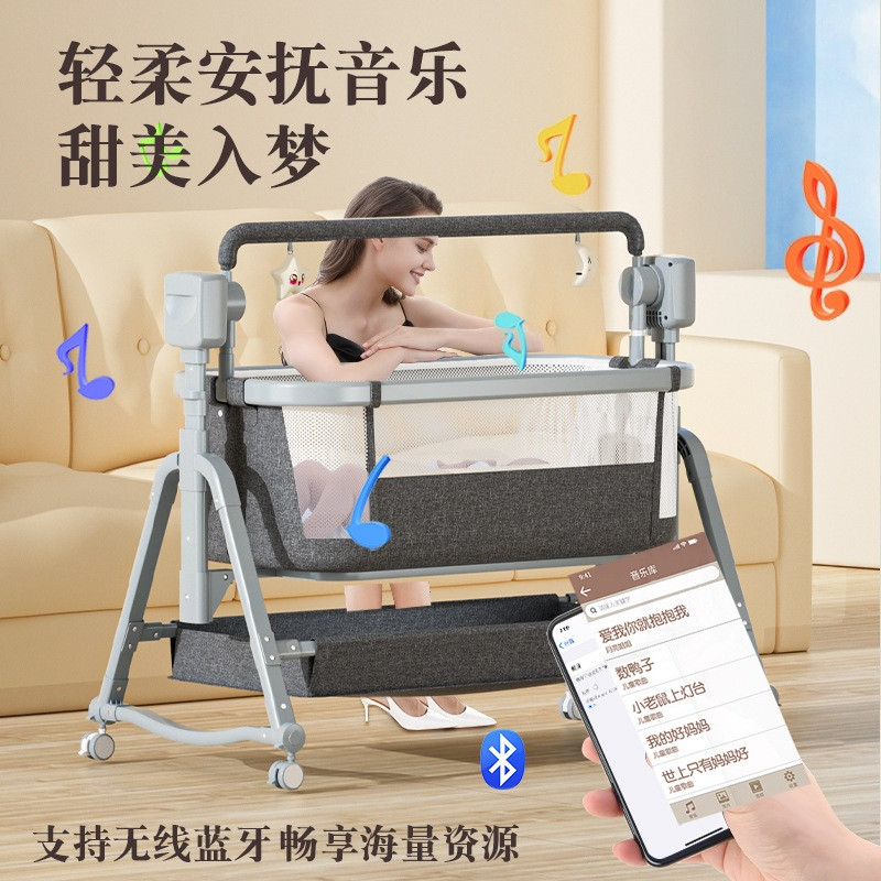 Bassinet Bedside Sleeper - Multifunktionale elektrische Babywiege, intelligente Babywiege mit