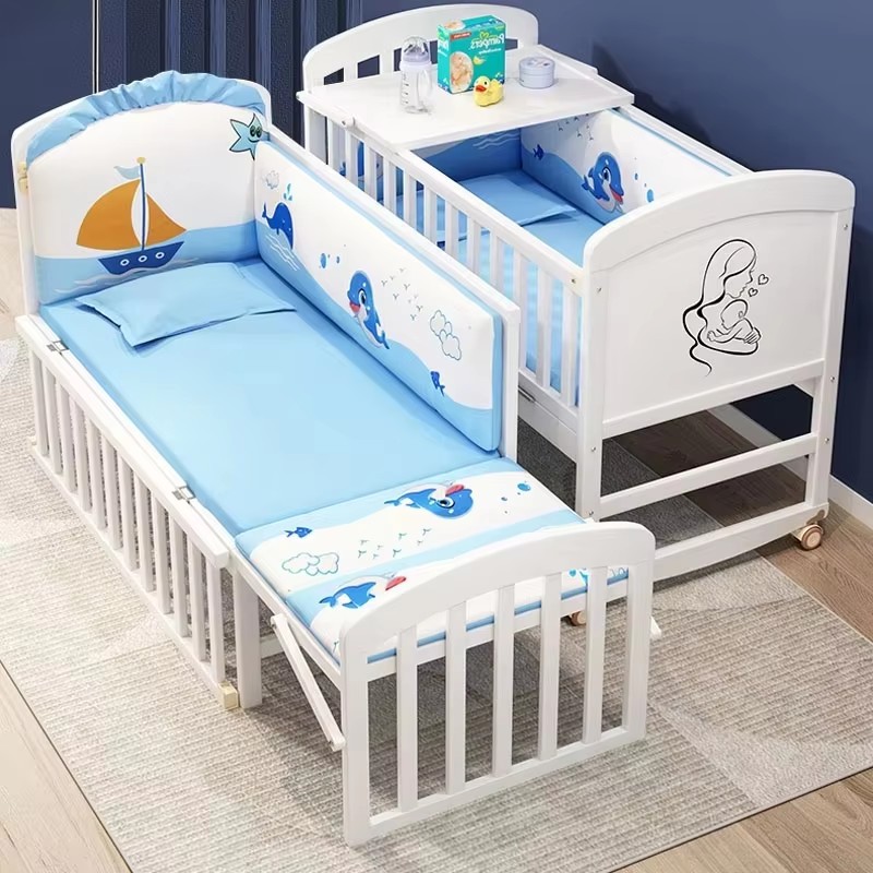 Baby Nursery Sale - Holz-Babybett mit Moskitonetz und Wickeltisch, umbaubar