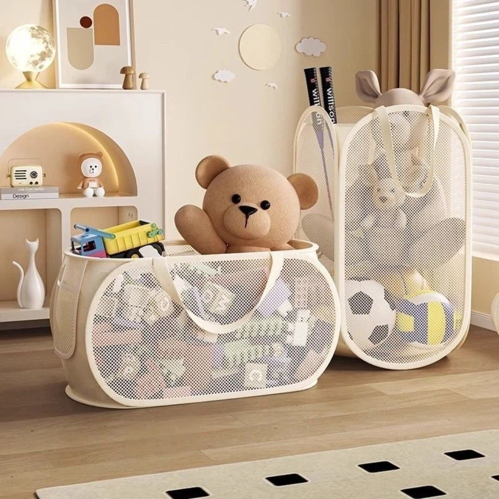 Storage Basket Fabric - Neues Sub-Block-Design Puppen-Aufbewahrungskorb mit Seitentasche, Großraum-Aufbewahrungseimer