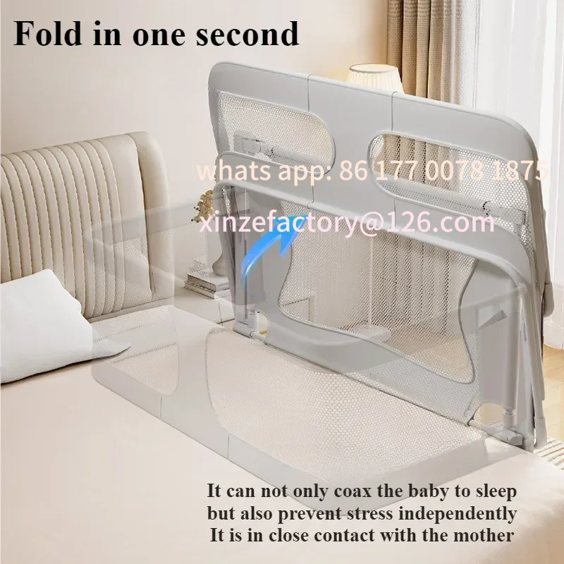 Bassinet Bedside Sleeper - Anpassbare Baby-Nachttisch-Schläfer, faltbare Bettseite, Baby-Stubenwagen, tragbares