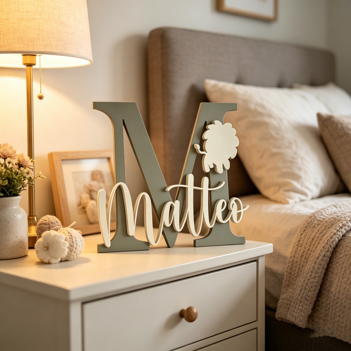 Baby Nursery - 1 Stück personalisierte Namens- und Initialen-Tafel
