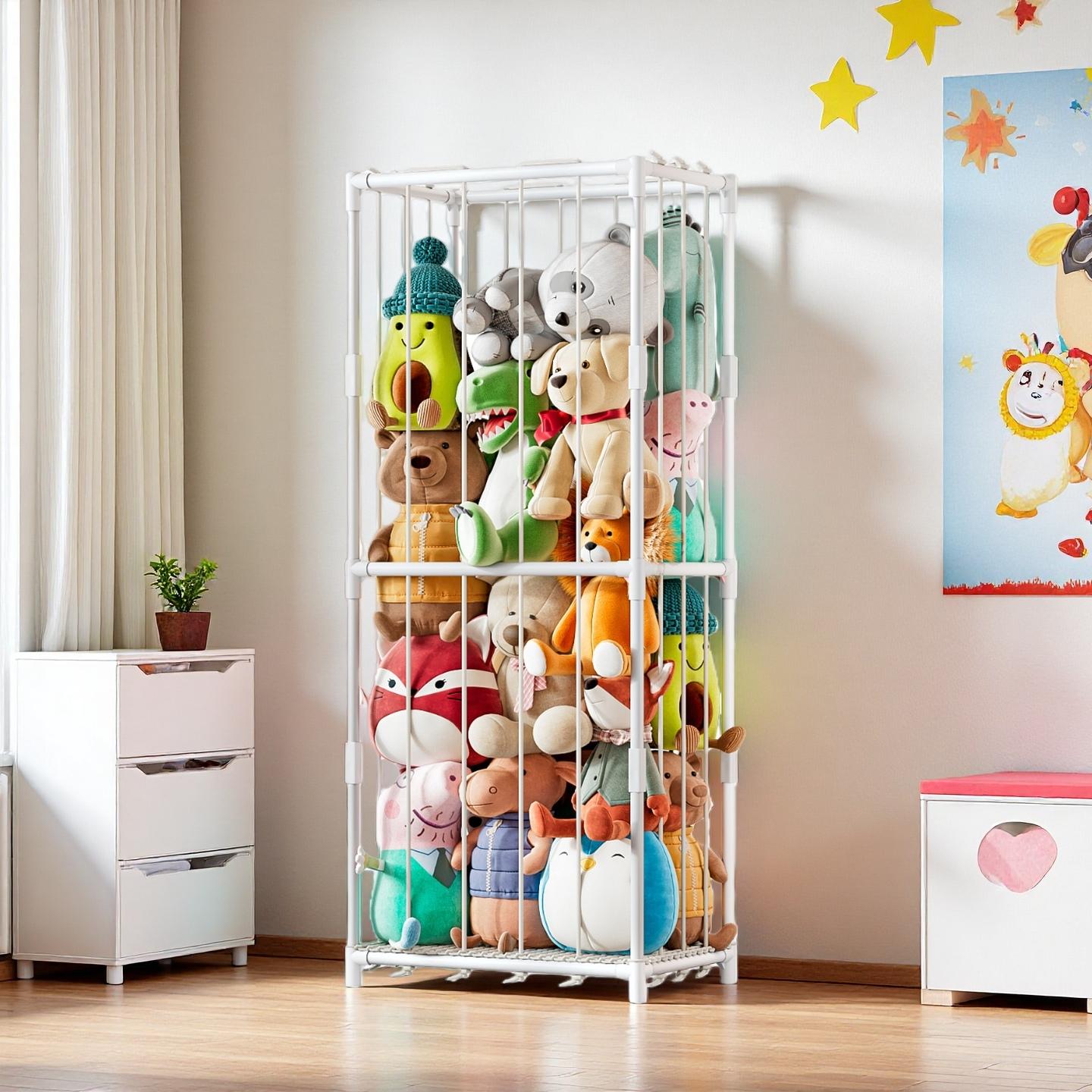 Baby Nursery - Vertikaler Stofftier-Aufbewahrungsorganizer im Zoo-Design, Plüschtier-Präsentationsständer, platzsparender