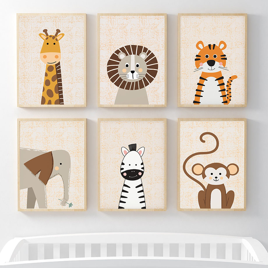 Baby Nursery Elephant - Löwe Giraffe Elefant Zebra Affe Kinderzimmer