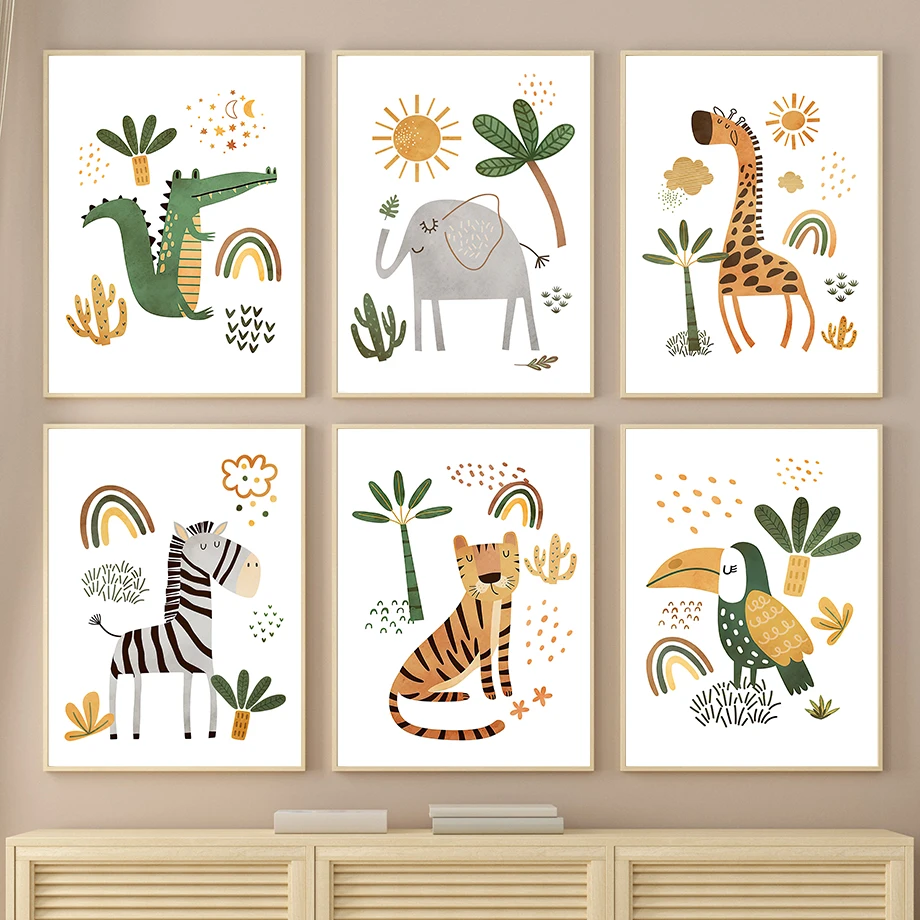 Baby Nursery Plants - Giraffe Elefant Tiger Zebra Tukan Dschungel