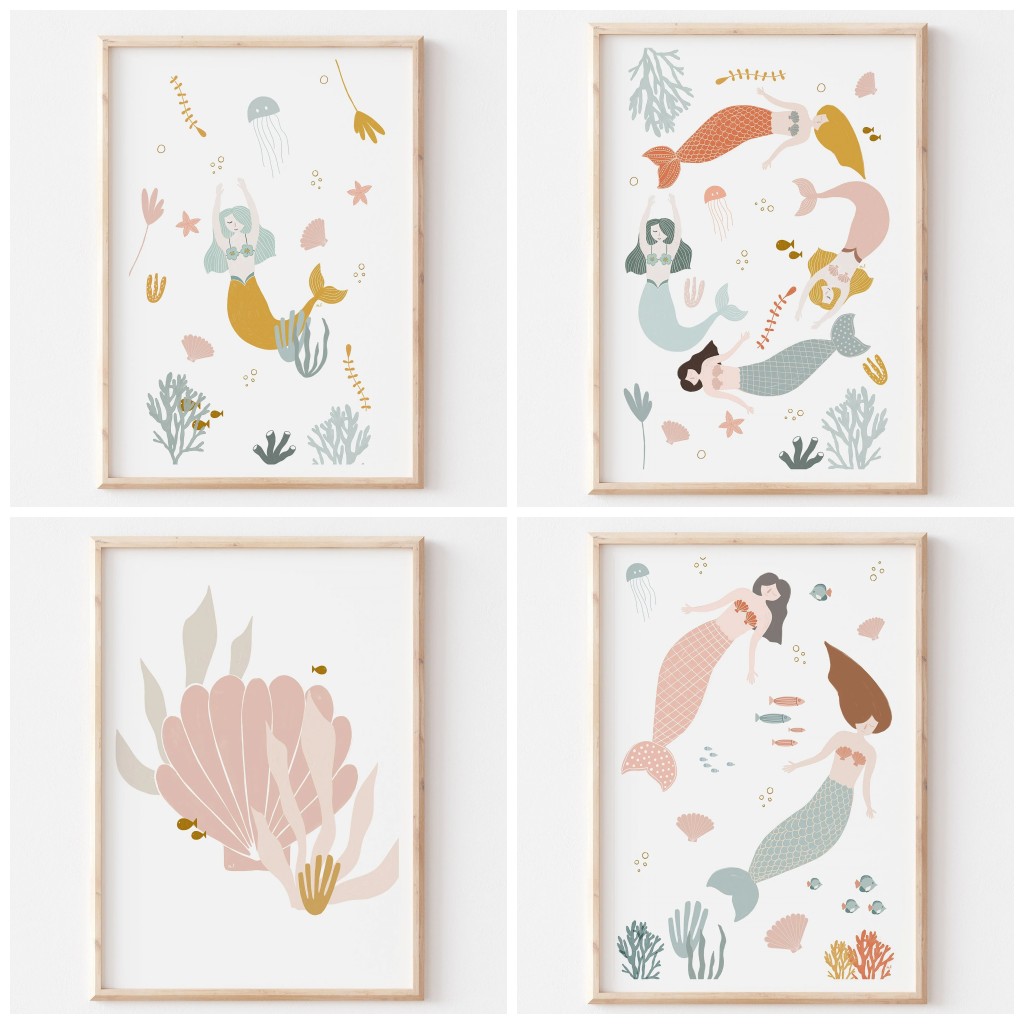 Baby Nursery Ocean - Boho Kinderzimmer Ozean-Thema Rosa Muschel Druckbare
