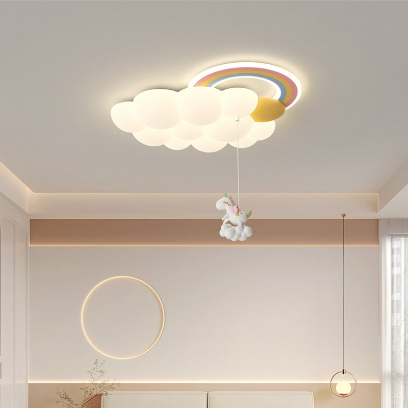 Baby Nursery Ceiling Light - Nordische Moderne Cartoon-Regenbogen Kinderzimmer-Deckenleuchte Cremiger Stil