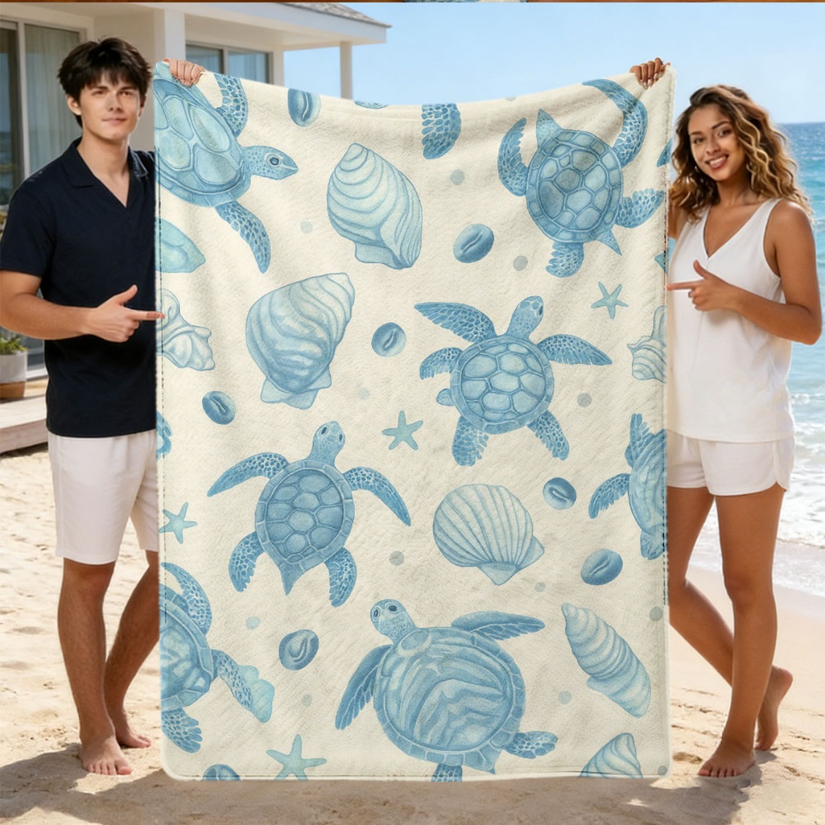Baby Nursery Ocean - Niedliche Stranddecke mit Meeresthema und Schildkrötenmotiv