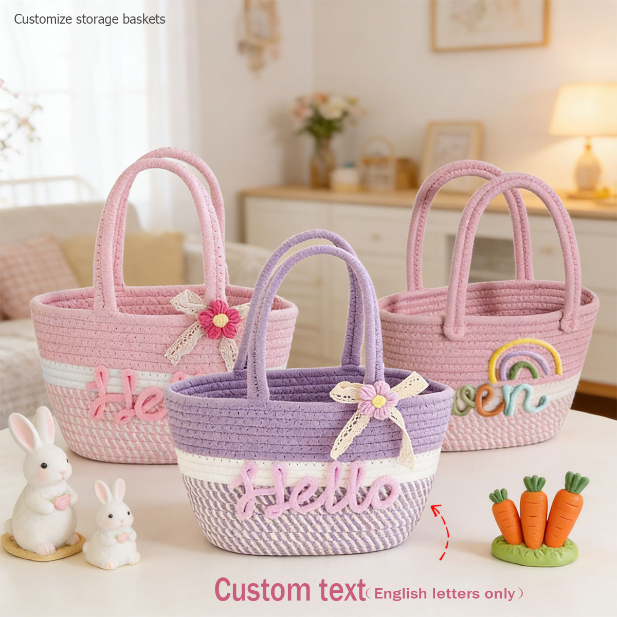 Storage Basket Fabric - 1 Stück personalisierte geflochtene Baumwolltasche, anpassbar
