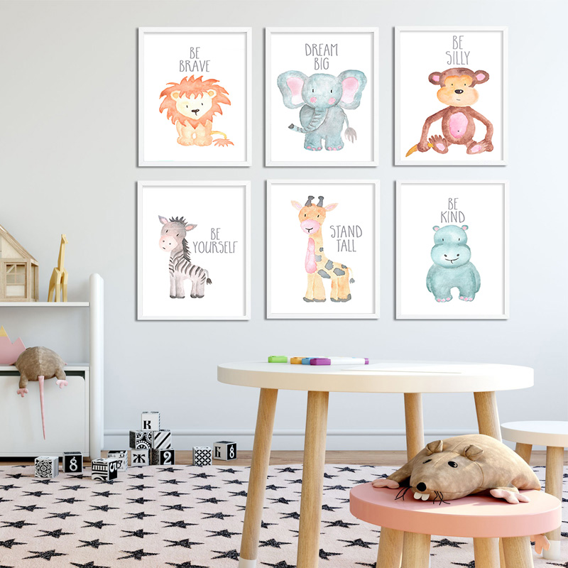 Baby Nursery Elephant - Baby Tier Löwe Elefant Giraffe Leinwand