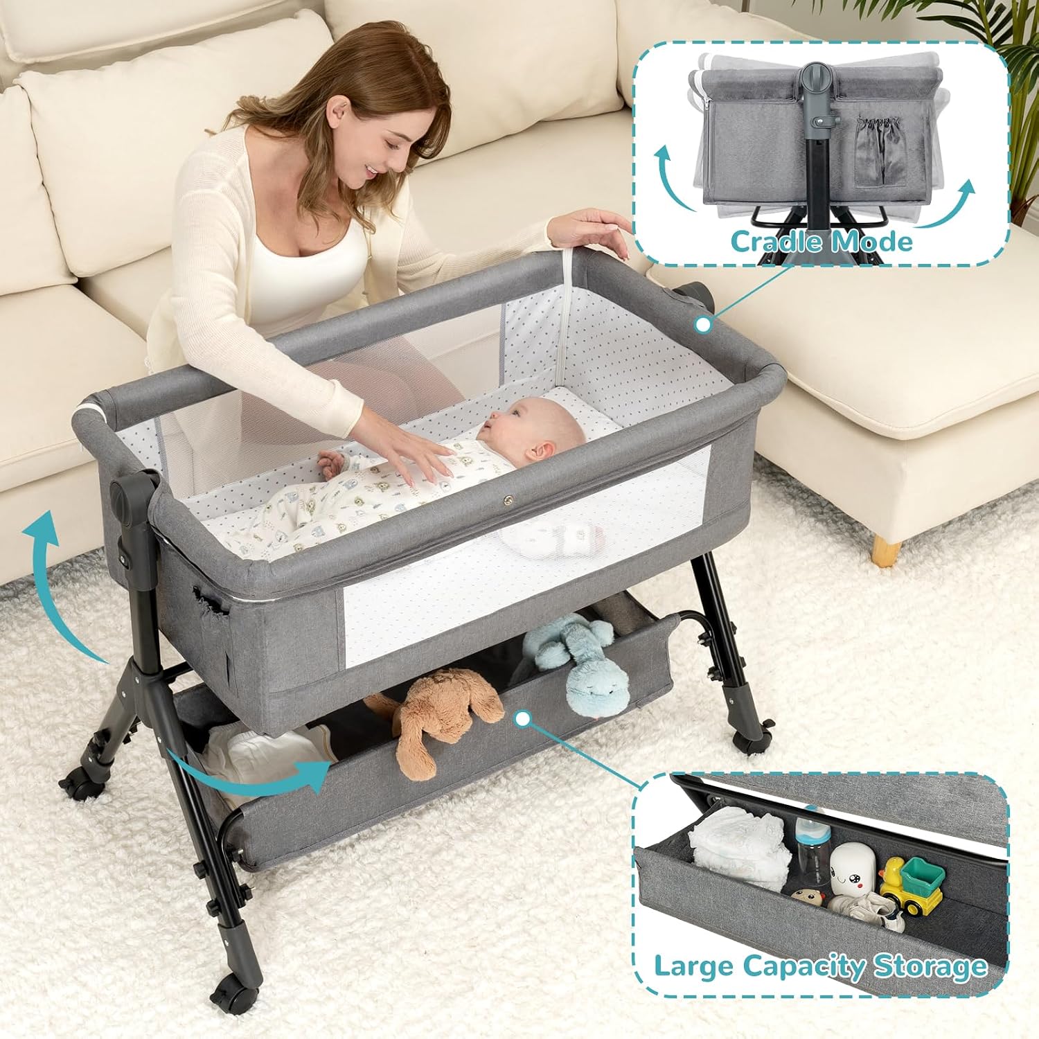 3-in-1 Baby-Babybett, Beistell – Bassinet Bedside Sleeper Bewertung und Preis
