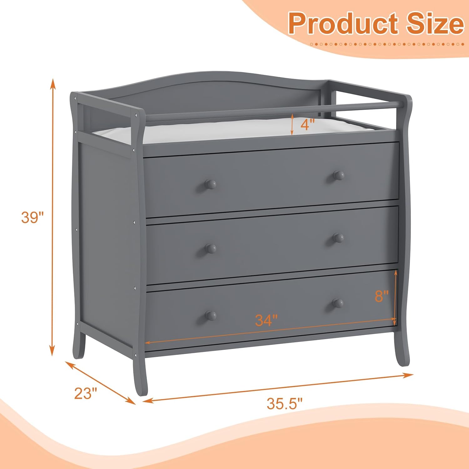 3-Schubladen-Wickeltisch aus H – Baby Nursery Drawers Bewertung und Preis