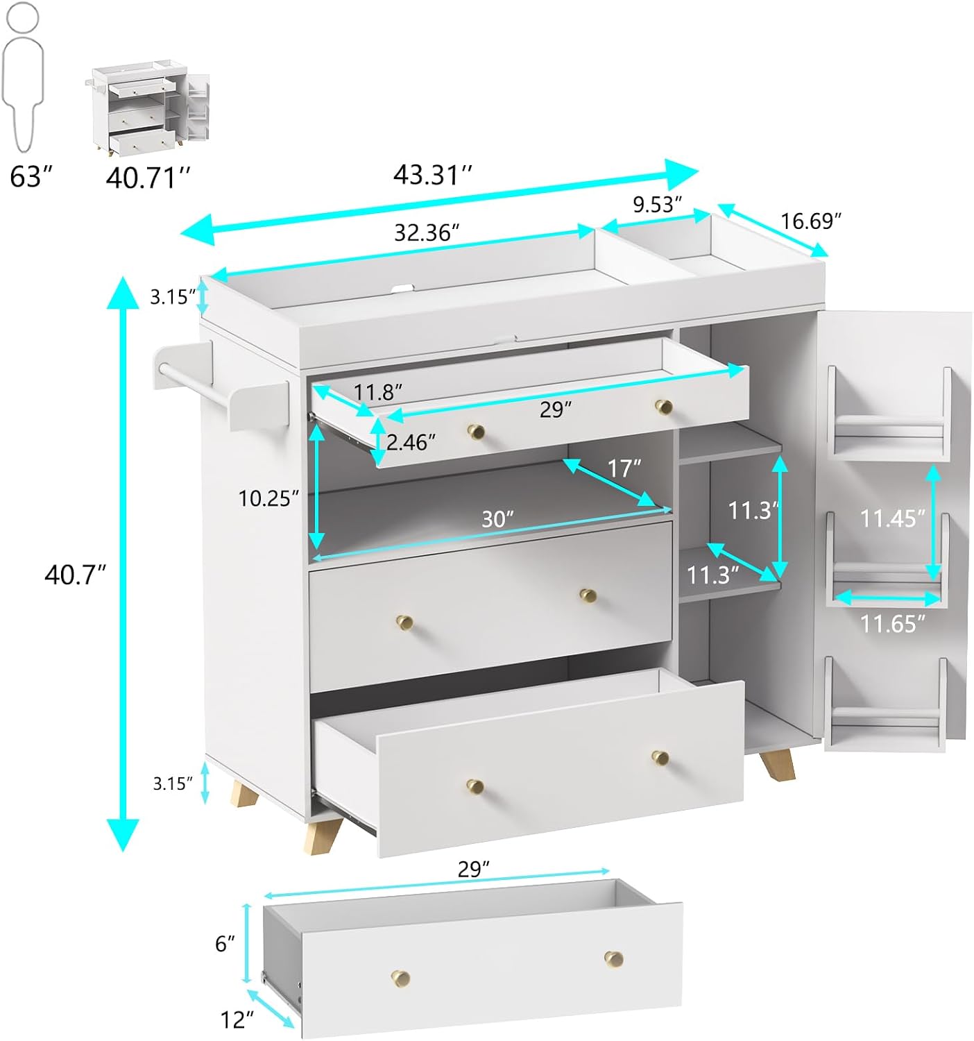 Baby-Wickeltisch, Moderner Win – Baby Nursery Drawers Bewertung und Preis