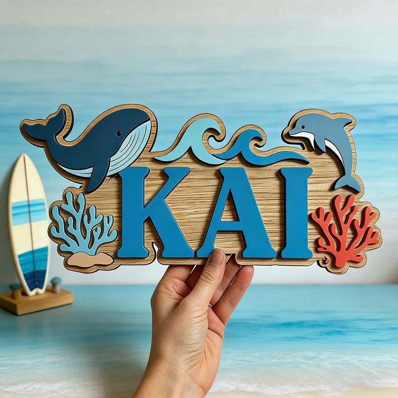 Personalisiertes Holzschild mi – Baby Nursery Ocean Bewertung und Preis