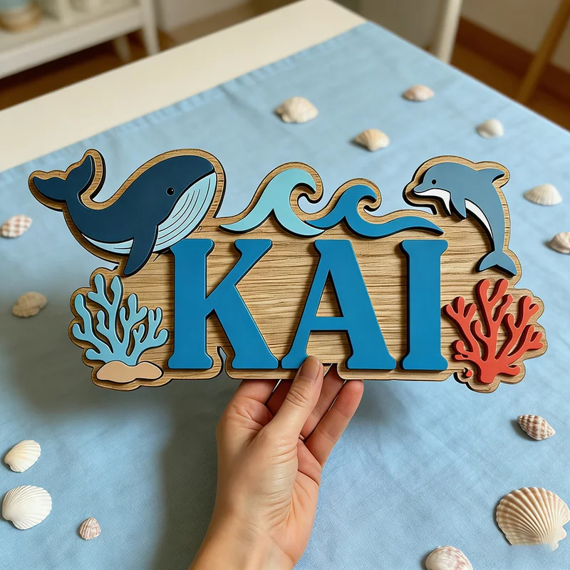 Personalisiertes Holzschild mi – Baby Nursery Ocean Bewertung und Preis
