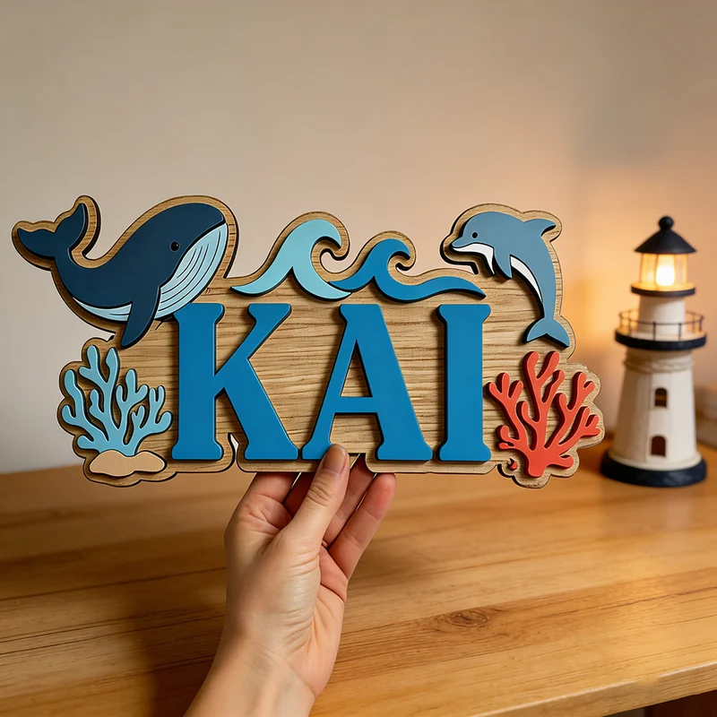 Personalisiertes Holzschild mi – Baby Nursery Ocean Bewertung und Preis