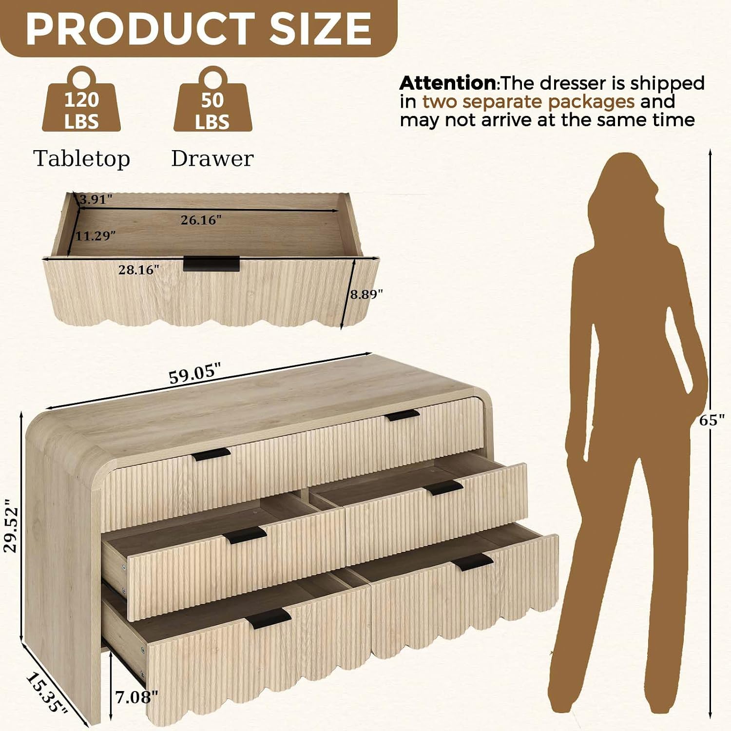 Holzkommode mit 6 Schubladen,  – Baby Nursery Drawers Bewertung und Preis