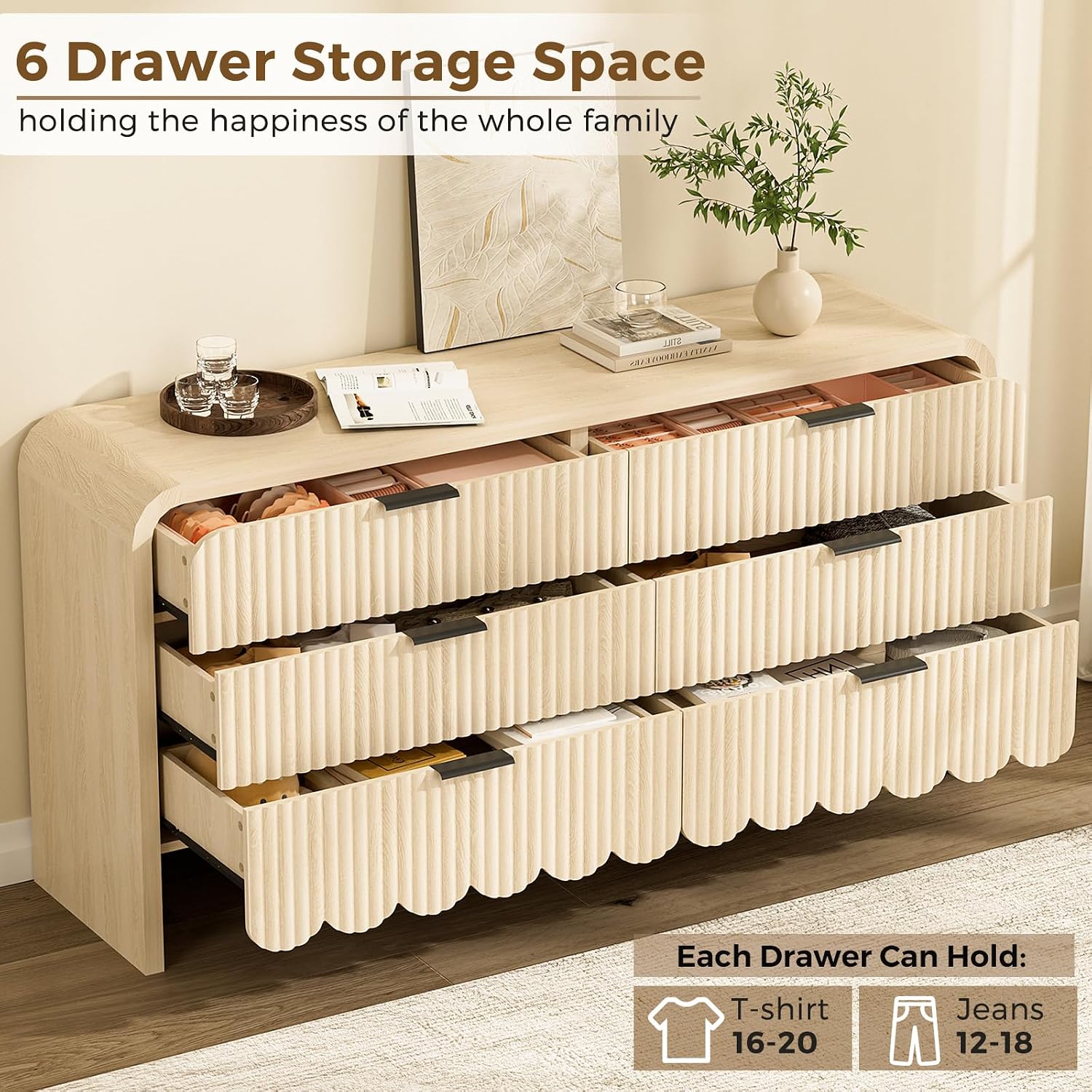 Holzkommode mit 6 Schubladen,  – Baby Nursery Drawers Bewertung und Preis