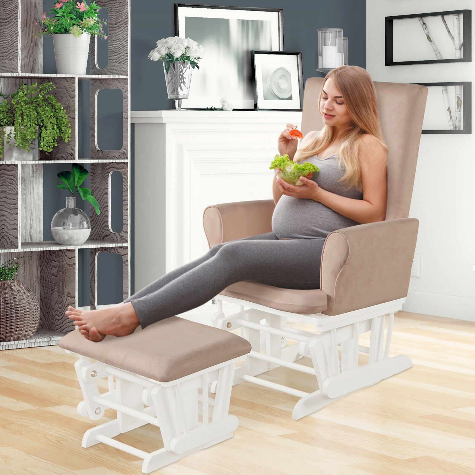 Baby-Schaukelstuhl mit Hocker  – Baby Nursery Ottoman Bewertung und Preis