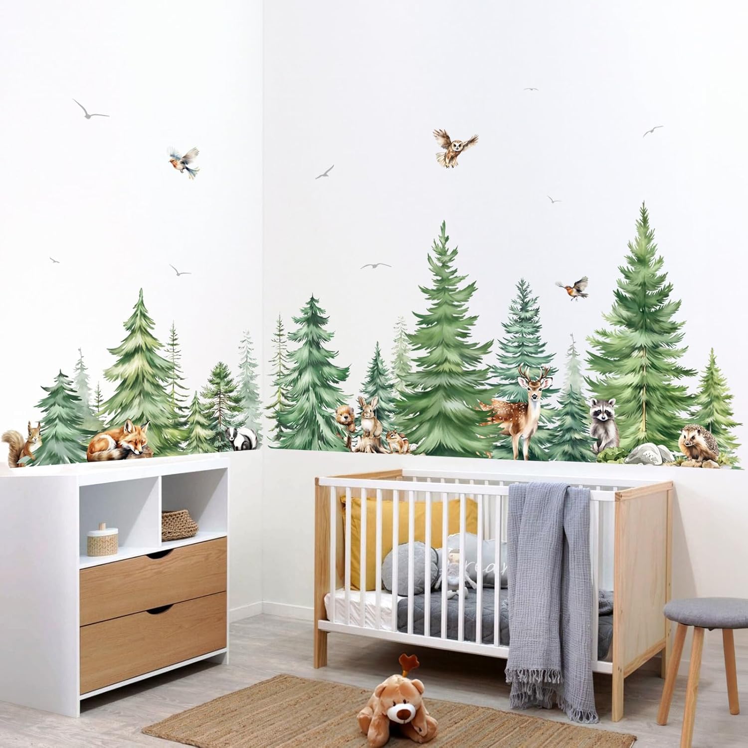 Große Aquarell Kiefer Tiere Wa – Baby Nursery Plants Bewertung und Preis