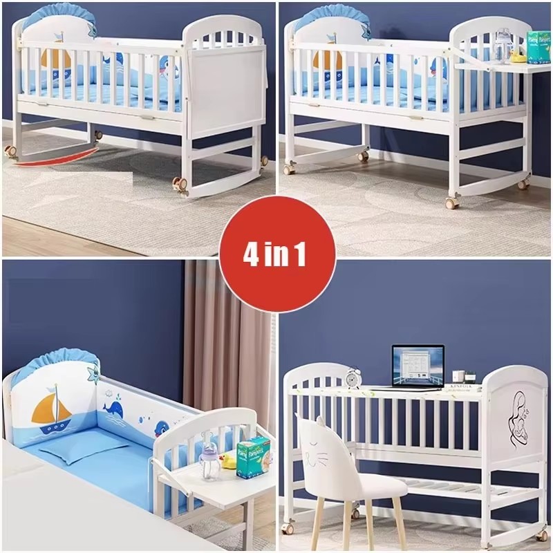 Holz-Babybett mit Moskitonetz  – Baby Nursery Sale Bewertung und Preis