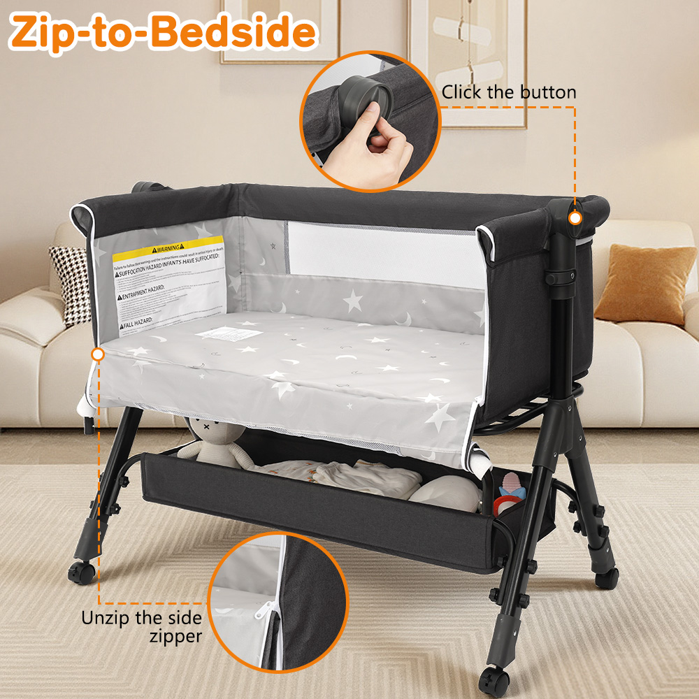 3-in-1 Baby Beistellbett, Einf – Bassinet Bedside Sleeper Bewertung und Preis