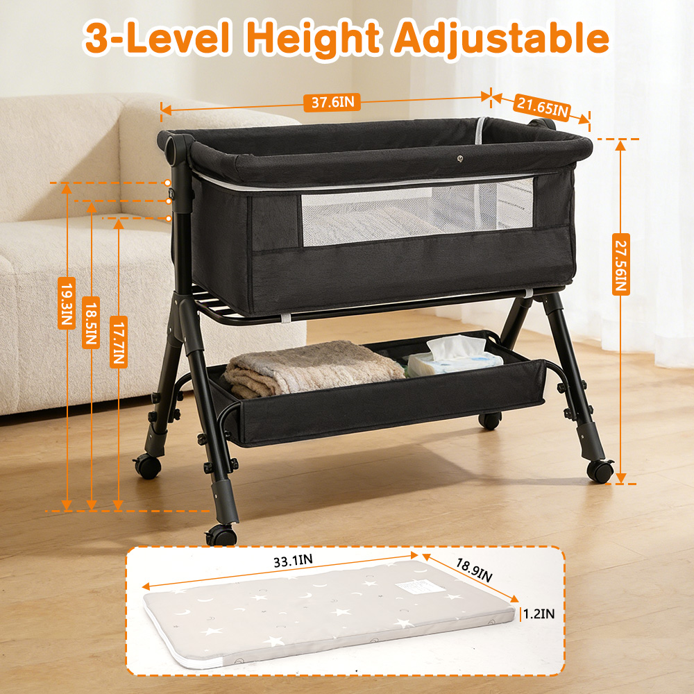 3-in-1 Baby Beistellbett, Einf – Bassinet Bedside Sleeper Bewertung und Preis