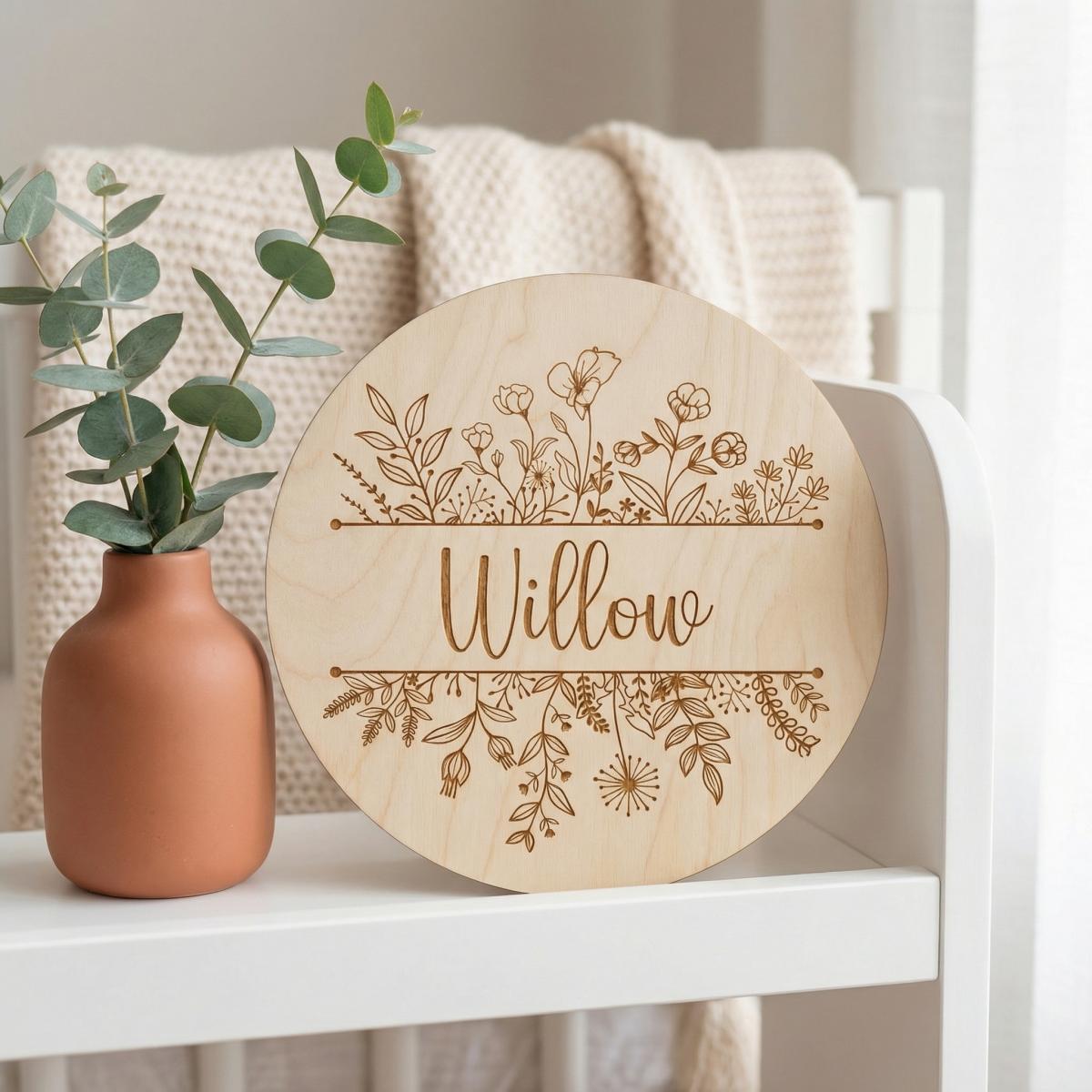 Personalisierte Runde Holztafe – Baby Nursery Bewertung und Preis