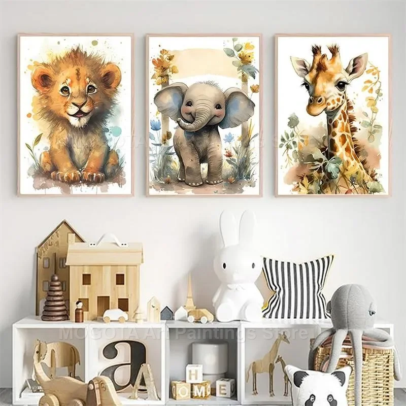 Aquarell Löwe Giraffe Tiger El – Baby Nursery Elephant Bewertung und Preis