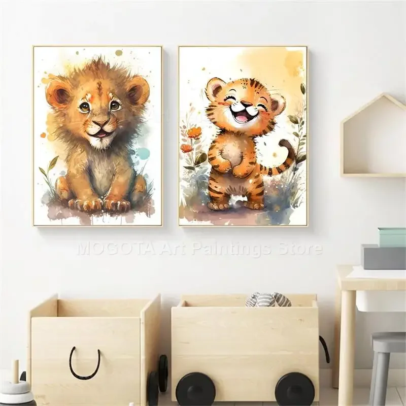 Aquarell Löwe Giraffe Tiger El – Baby Nursery Elephant Bewertung und Preis