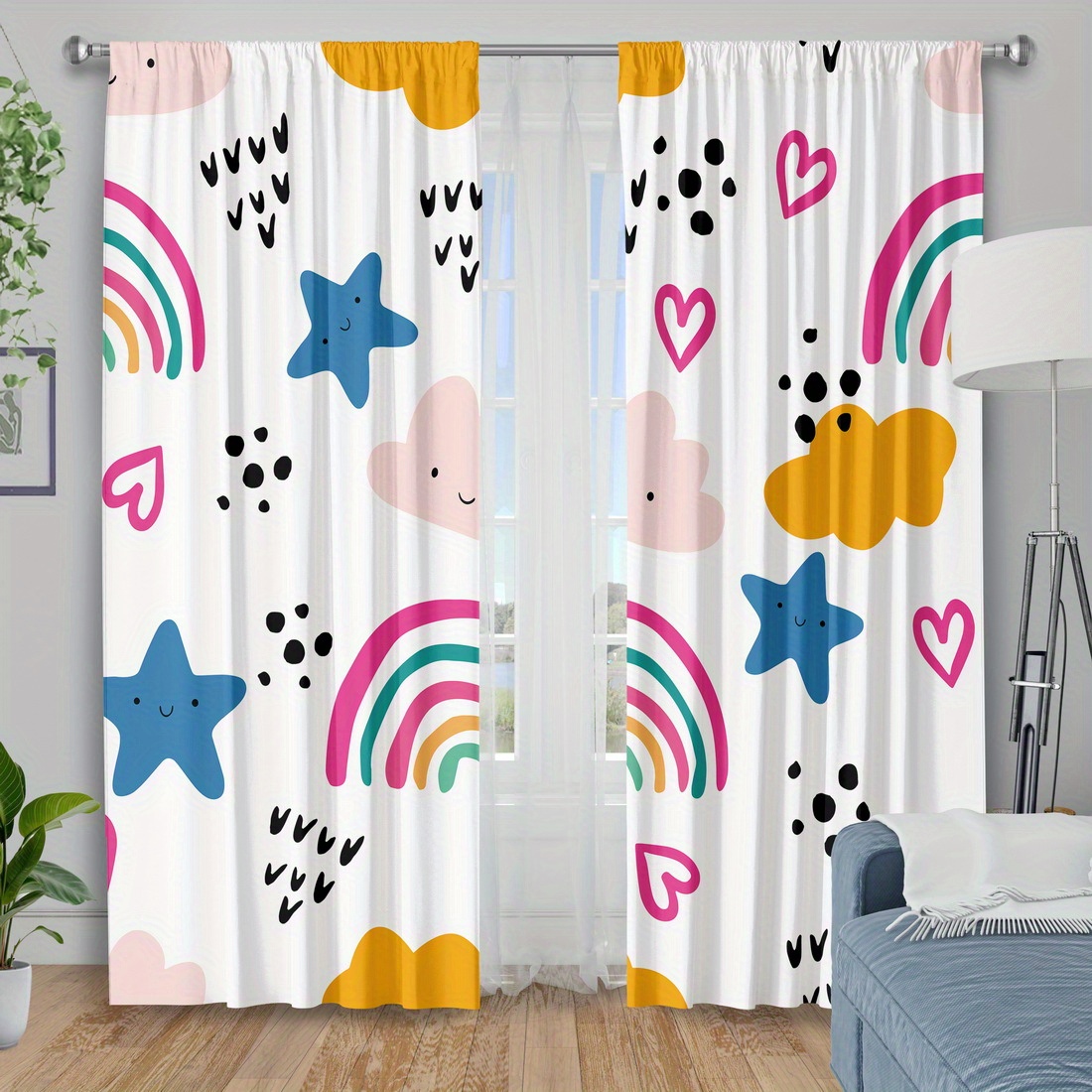 Niedlicher Regenbogen-Sterne-H – Baby Nursery Curtains Bewertung und Preis
